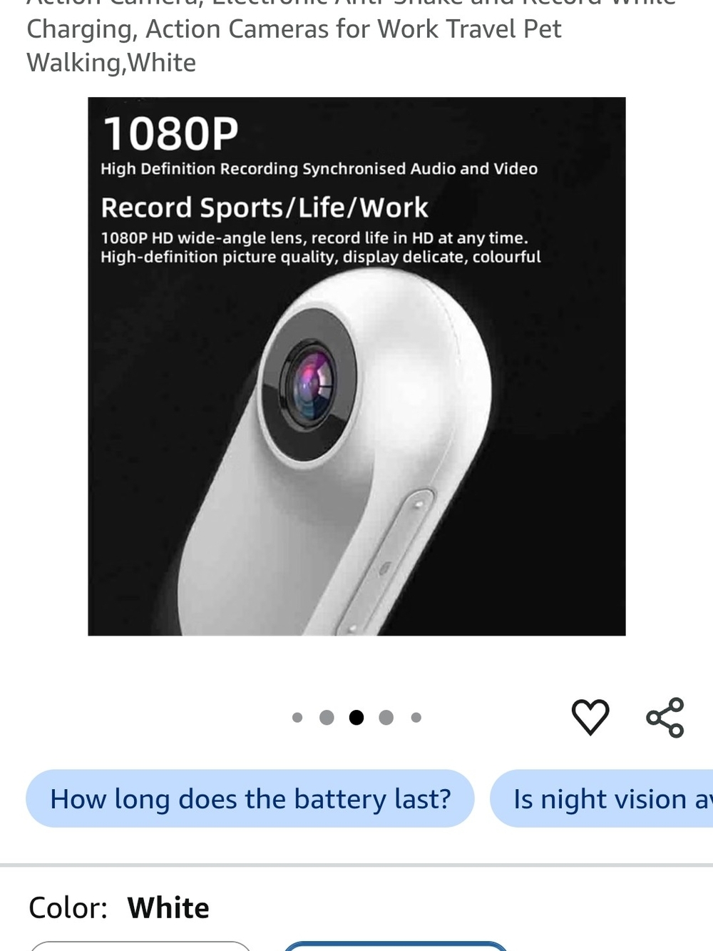 Compact White Mini Action Camera with Built-In Display - Picture 4 of 4